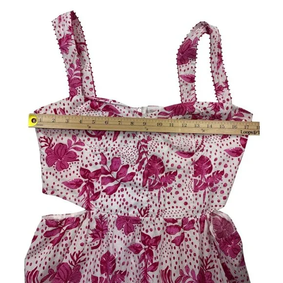 NWT Zara Women's L Strappy Floral Cut-Out Maxi Dress Pink White Resort Tropical - Picture 8 of 14